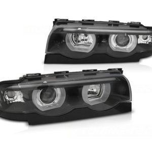 3D LED Angel Eyes koplampen Black geschikt voor BMW E38