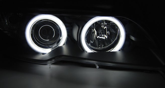 CCFL Angel Eyes Xenon koplampen Chrome geschikt voor BMW E46 Coupe, Cabrio 03-06 - Afbeelding 2
