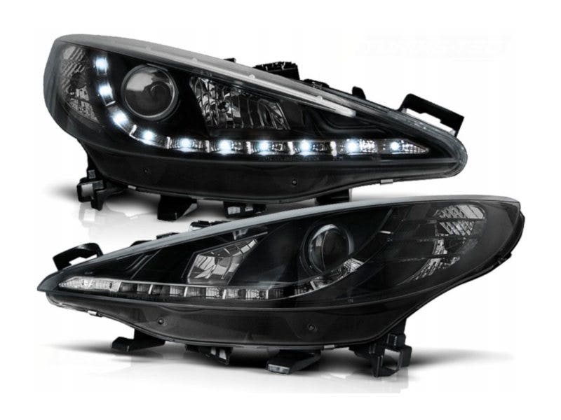 Koplamp unit LED DRL geschikt voor Peugeot 207 Black