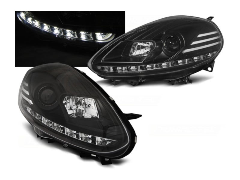 LED-DRL-koplampen-Black-Fiat-Punto-Evo