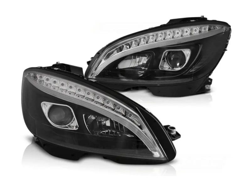 LED tube koplampen dynamisch knipperlicht Black geschikt voor Mercedes W204