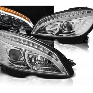 LED tube koplampen dynamisch knipperlicht Chrome geschikt voor Mercedes W204