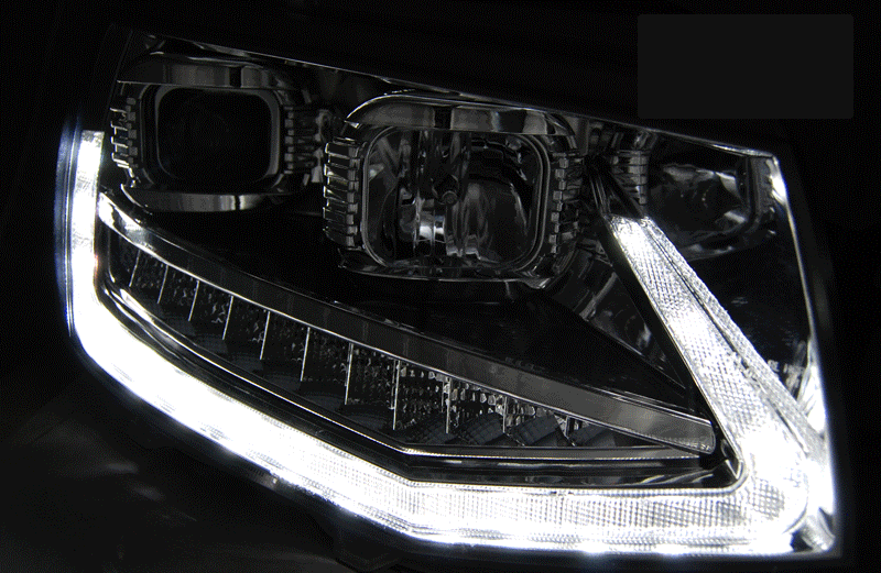 LED DRL dynamisch knipperlicht koplampen Chrome geschikt voor VW T6 - Afbeelding 5