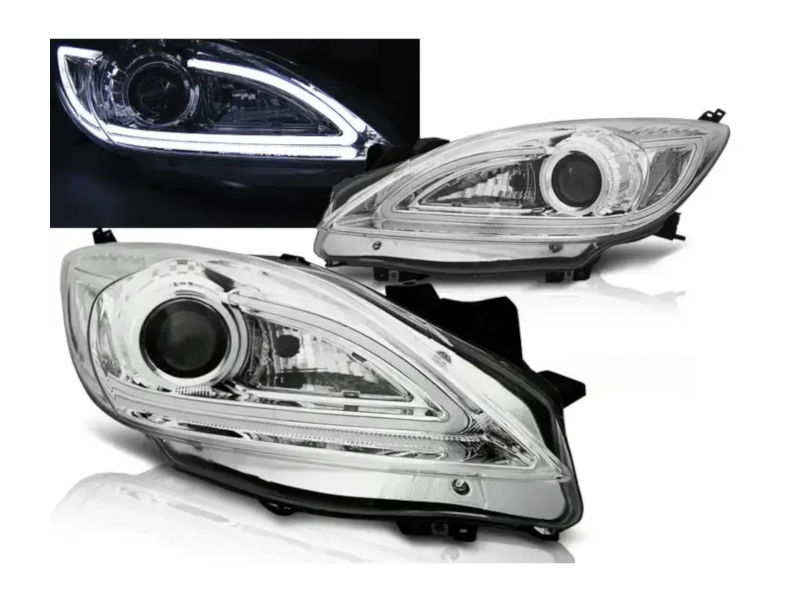 Mazda 3 2009 tot 10-13 LED tube koplampen Chrome