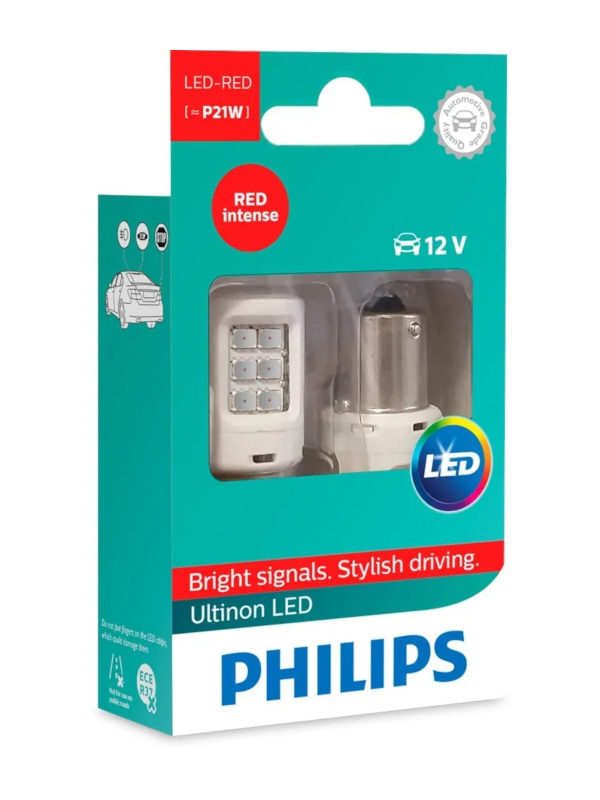 Philips Ultinon LED BA15s / P21W Red set 11498ULRX2